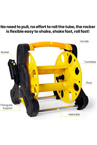 PULITUO Water Hose Garden Hose Reel Set, 30M Garden Hose Reel Kit 10 Types Water Gun of Spray Heads 2M Hoses