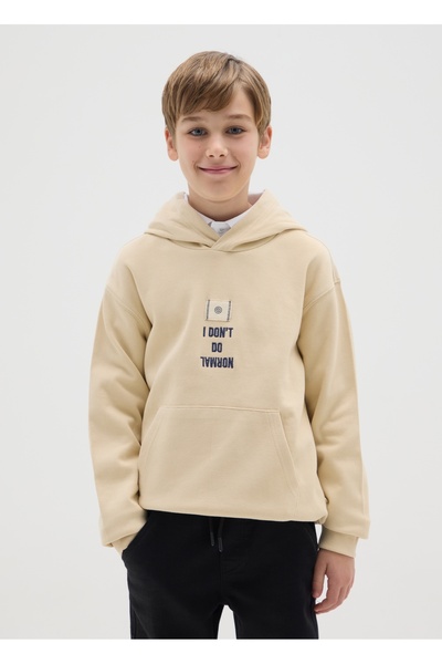 Ovs Boy's beige cotton sweatshirt with regular fit