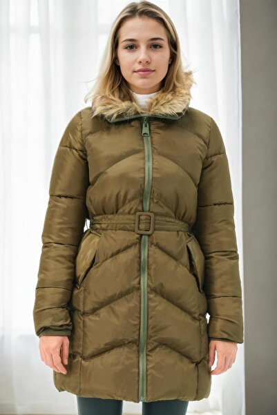 Dewberry Z6767 Coat-Khaki-1