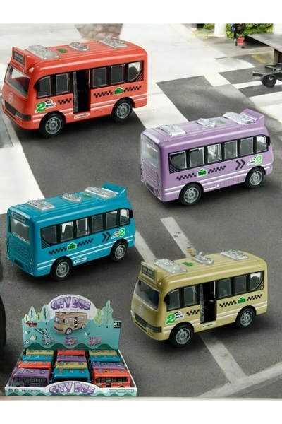 Brother Toys Toy Bus with Sliding Doors and Colorful Doors, 1 Piece, 12 Cm.