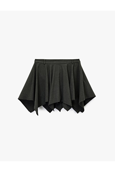 Koton Viscose Blended Flared Asymmetrical Cut Mini Skirt
