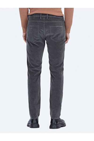 Kip Gray Corded Fabric Woven Slim Fit Velvet Casual Cotton Blend Pants