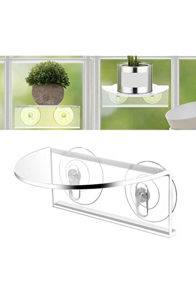 Slasa Transparent Acrylic Window Shelf with Suction Cups (2-Pack, 20x14x7 cm)