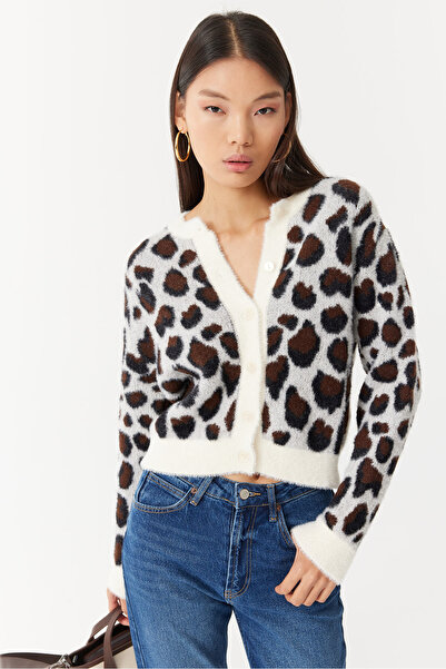 PAULMARK Women's Patterned Plush Look Cardigan