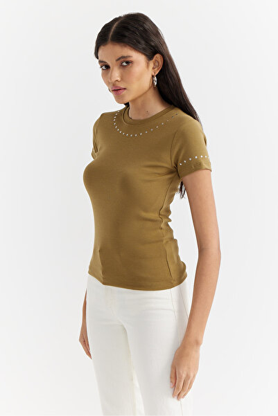 PAULMARK Women's Collar and Sleeve Stone Printed Blouse