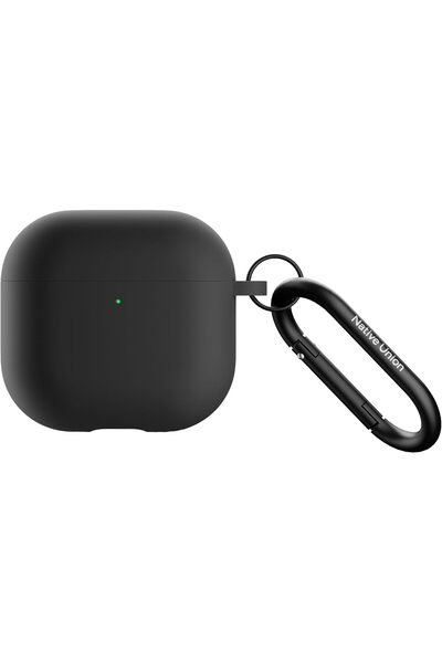 Native Union Active Case for AirPods 4 (Black) – Silky Smooth Matte Silicone Case with Clip