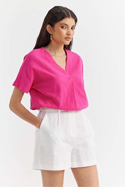 PAULMARK Γυναικεία βαμβακερή μπλούζα με λαιμόκοψη σε σχήμα V