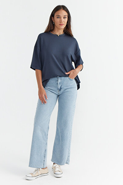 PAULMARK Pantaloni de damă talie înaltă din denim cu picioare largi