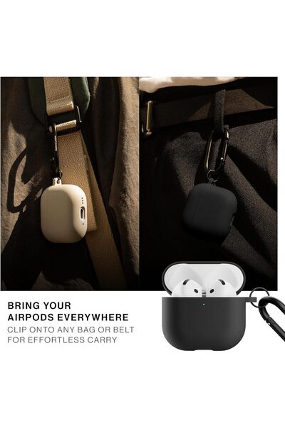 Native Union Active Case for AirPods 4 (Black) – Silky Smooth Matte Silicone Case with Clip