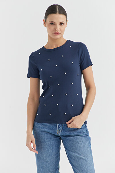 PAULMARK بلوزة نسائية بتفاصيل حجرية