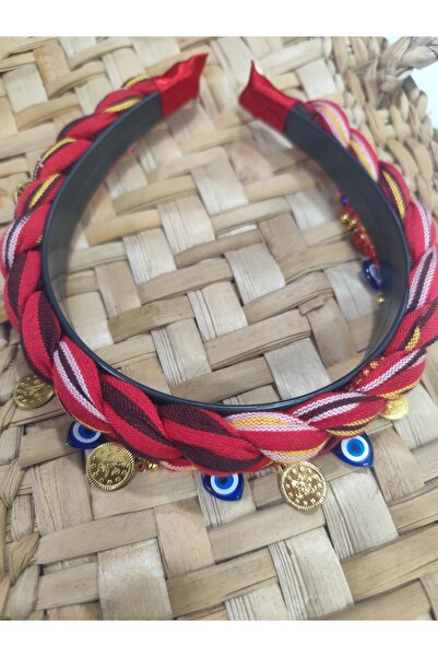 DİNÇLER TEKSTİL Girl's Black Sea Keşan Taç with Evil Eye & Lyre Sequins