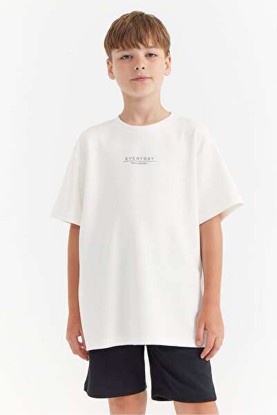 PAULMARK Момчешка тениска с релефен принт на букви