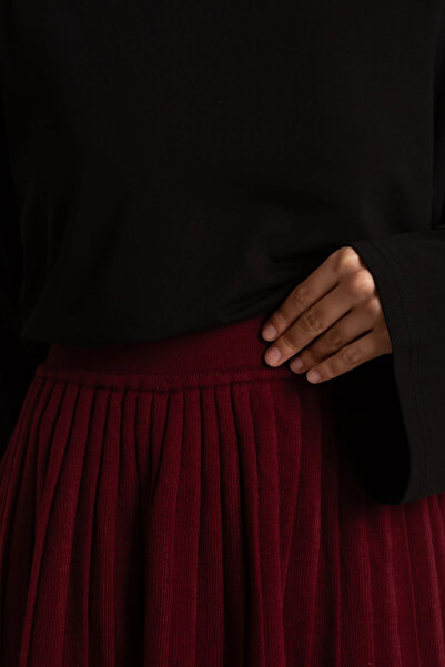 Lemaye Πλεκτό Πλισέ Φούστα - Βουργουνδία