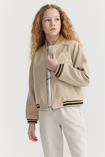 PAULMARK Palton pentru colegiu pentru fete cu detaliu brodat