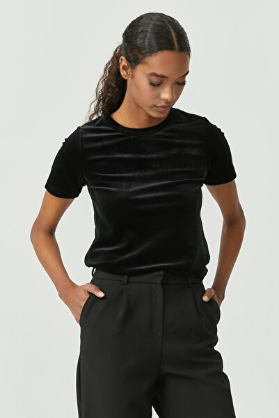 PAULMARK بلوزة مخملية بأكمام قصيرة