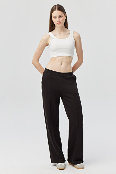 PAULMARK Women's Elastic Waist Front-Seam Sweat Bottoms