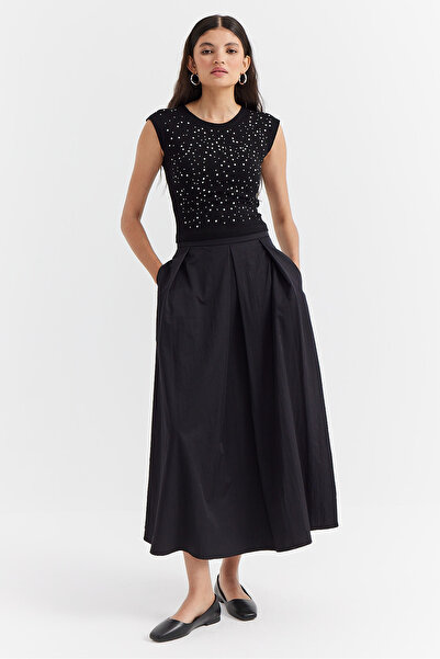 PAULMARK تنورة نسائية مريحة بقصة فضفاضة مع جيوب