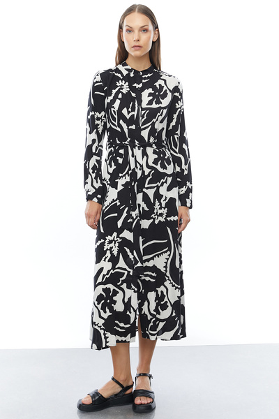 PAULMARK Γυναικείο φόρεμα με κουμπιά και ζώνη στη μέση