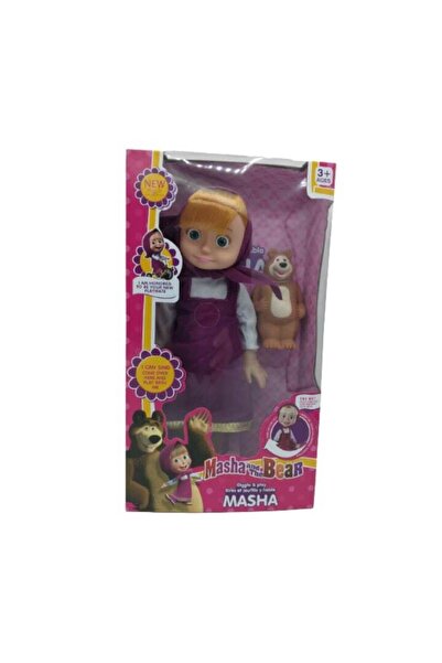 OEM Masha and the Bear doll set with music, purple dress, 32 cm