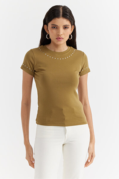 PAULMARK Women's Collar and Sleeve Stone Printed Blouse