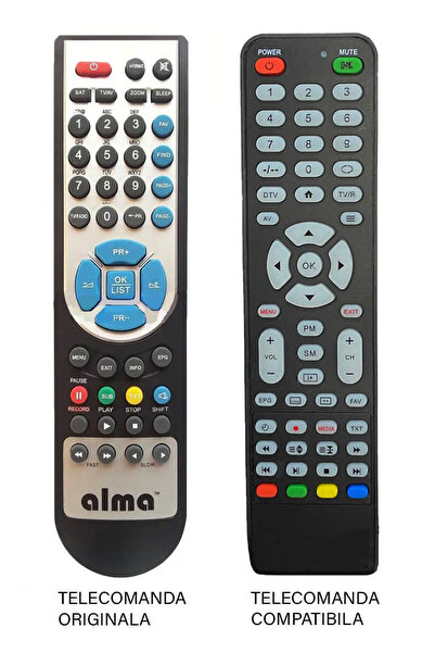 OEM Telecomanda inlocuitoare receiver Alma HD S-2000/ HD S-2100/ HD S-2200 compatibil cu originalul (480