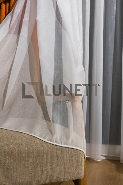 LUNETT HOME Silvery (Shiny) Bamboo Sparsely Folded 1X2 Tulle Curtain for Living Room, Balcony, Kitchen Tulle