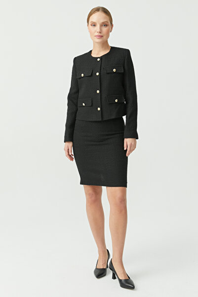 PAULMARK Γυναικεία φούστα με υφή με λεπτομέρεια σχισμής στην πλάτη