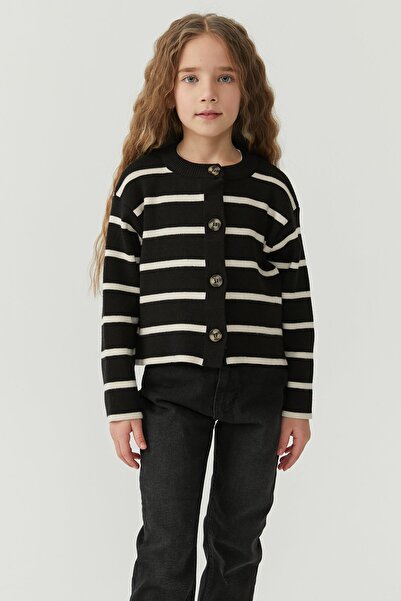 PAULMARK Girl's Crew Neck Buttoned Knitwear Cardigan