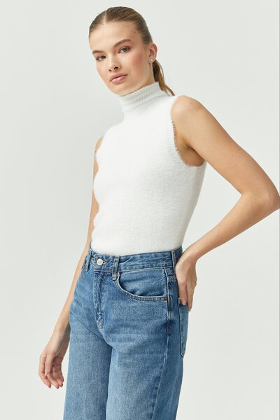 PAULMARK Body de tricotat cu textura moale pentru femei Fisherman