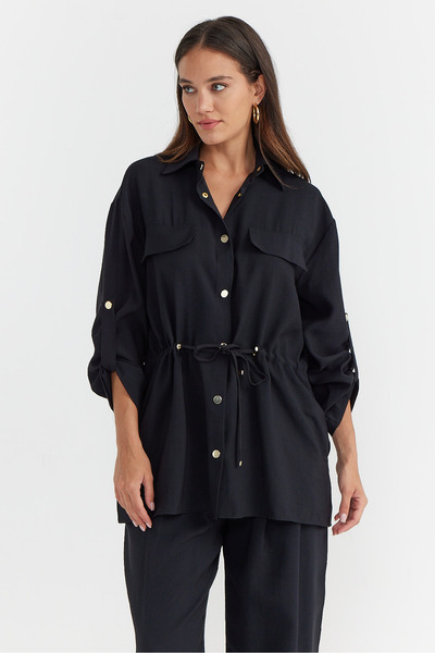 PAULMARK Kadın Bel Bağcıklı Kapak Cepli Kap