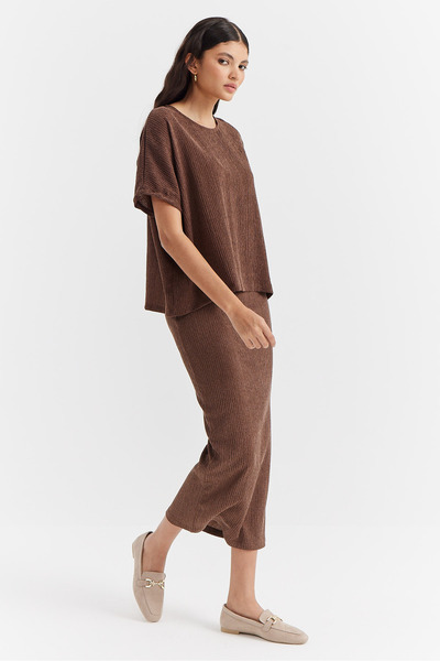 PAULMARK Women's Regular Waist Textured Midi Skirt