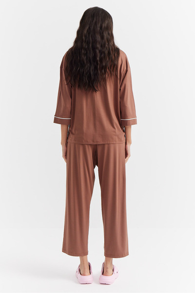 PAULMARK Жіночий піжамний комплект з зручним кроєм та ґудзиками