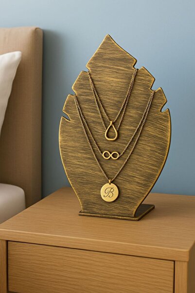 VENON Metal Leaf 25 cm Black Yellow Patina Jewelry Hanger Necklace Hanger Jewelry Stand Organizer