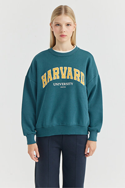 PAULMARK Women's Crew Neck Printed Sweat Top