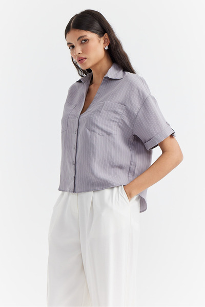 PAULMARK Γυναικείο ριγέ πουκάμισο με λεπτομέρεια τσέπης