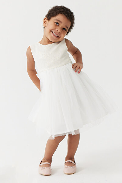 PAULMARK فستان بناتي بتفاصيل من التول