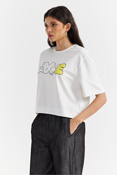 PAULMARK Γυναικείο κοντό μπλουζάκι με τύπωμα