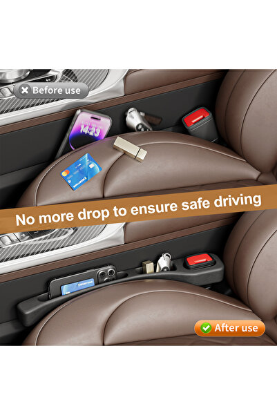 GENERAL 2PCS Black Car Seat Gap Filler Side Seam Plug Strip Leak-proof Filling Strip