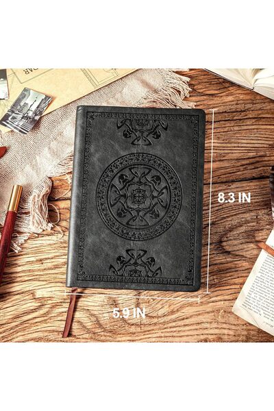 genernic Kaji Classic Men's Leather Journal Softcover, Ruled, 5.7 x 8.3 in, Black, 296 Pages