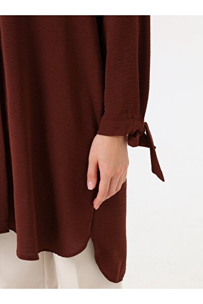 Refka Tunic with Cuff Tie Detail and Pockets - Bitter Brown -