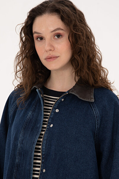 U.S. Polo Assn. Kadın Koyu Mavi Jean Gömlek Ceket 50309434-DN0023