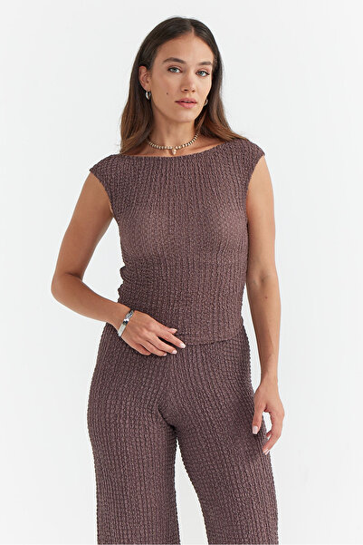 PAULMARK بلوزة نسائية بدون أكمام ذات ملمس مميز