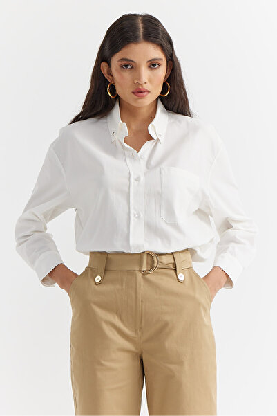 PAULMARK Γυναικείο βαμβακερό πουκάμισο με λεπτομέρεια τσέπης