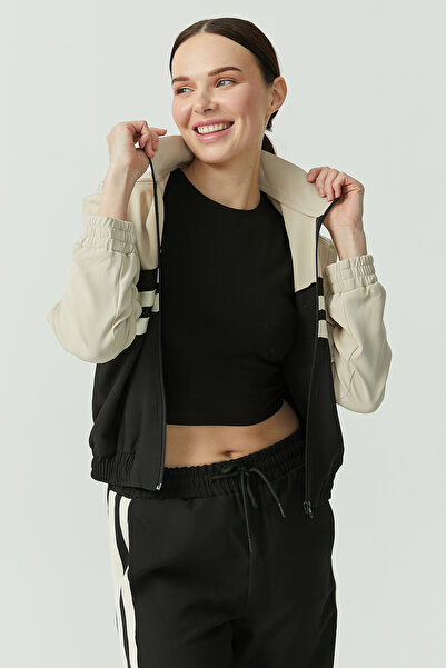 PAULMARK Women's Striped Detail Zippered Slim Coat