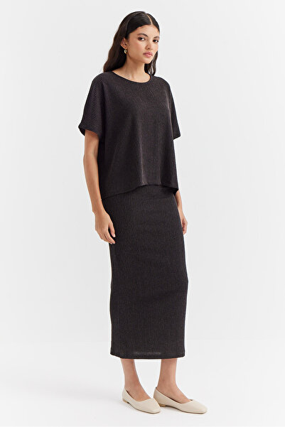 PAULMARK Γυναικεία φούστα με κανονική υφή μεσαίου μήκους