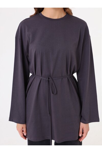 Benin Tunic with Tie at the Waist - Modern Cut - Anthracite -