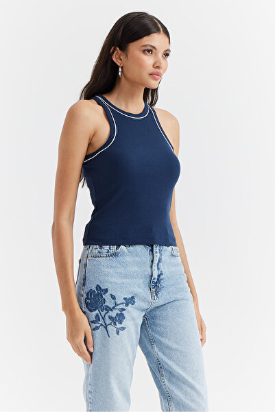 PAULMARK Women's Halter Neck Corded Fabric Basic Bodysuit