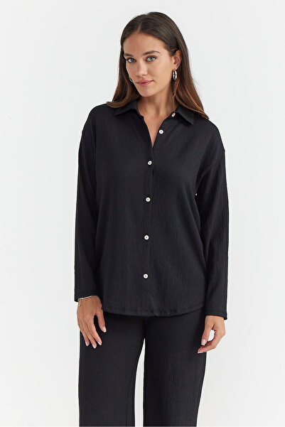 PAULMARK Cămașă cu mânecă lungă texturată pentru femei