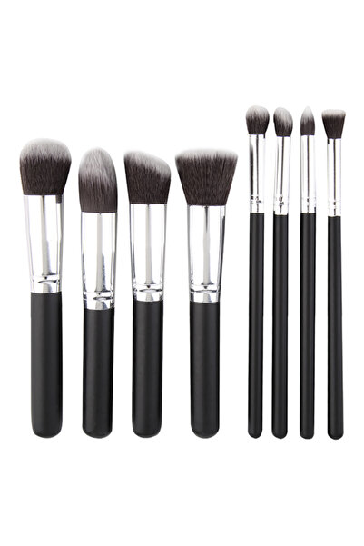 HALAMODO Black and Silver Set of 8 Makeup Brushes