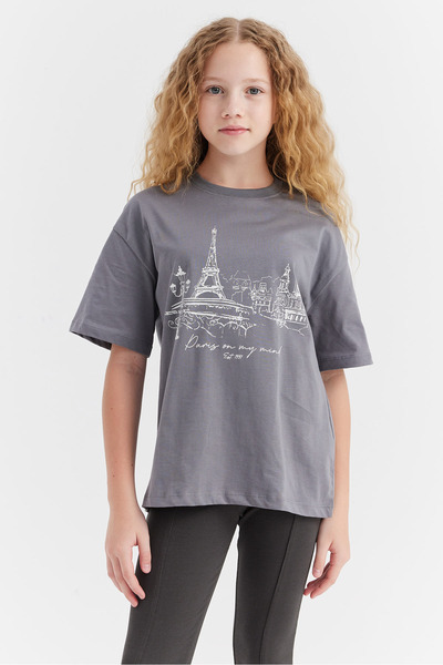 PAULMARK Tricou cu detaliu imprimat pentru fetiță